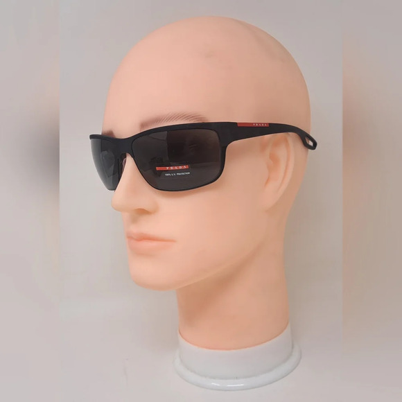 Prada Linea Rossa GT Sunglasses Black Matte Retainer Strap SPS 50Q 64-18-130 - Picture 3 of 12